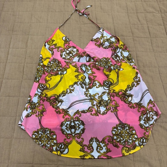 Victoria's Secret Halter Top Blouse Backless 100% Silk VS Size XS Pink - Picture 6 of 7
